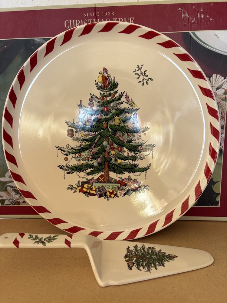 SPODE Christmas Tree Cake Plate & Server Exquisite