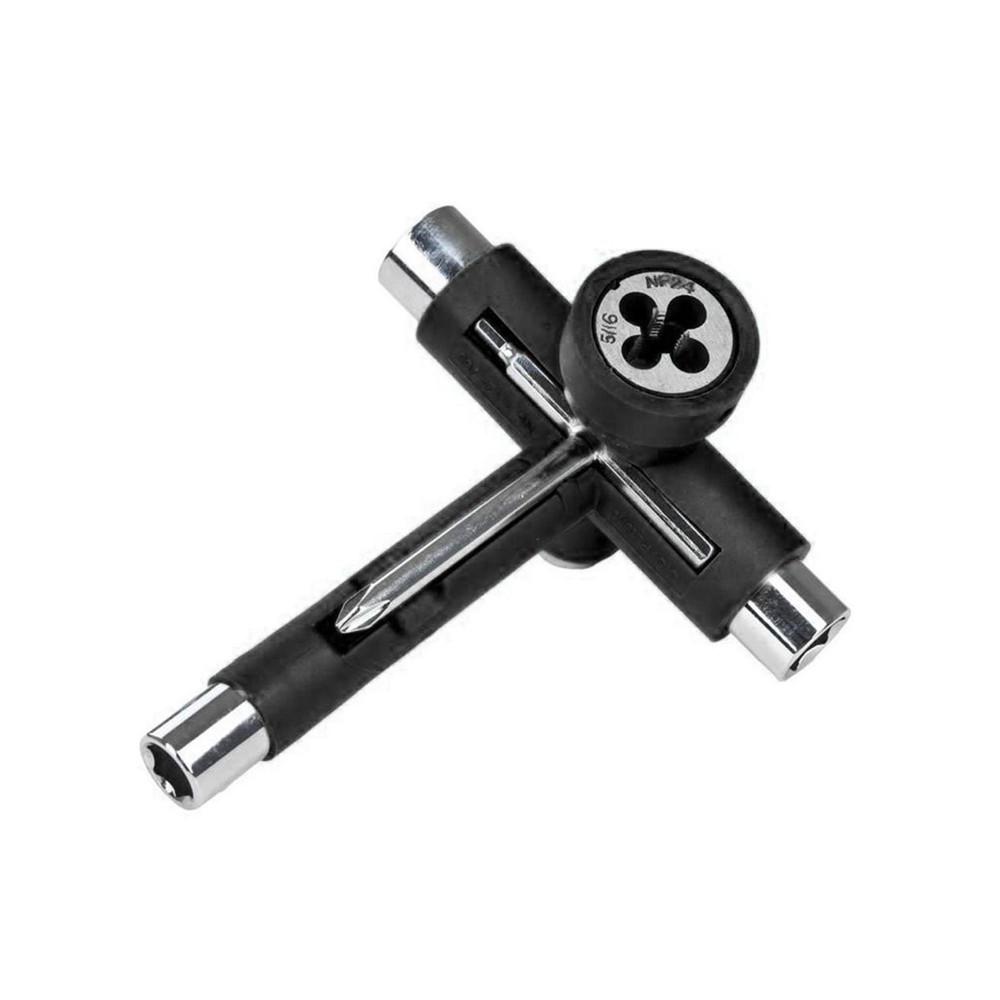 Reflex Utility Skate Tool Black w/Axle Re-Threader Complete Skateboard T-Tool