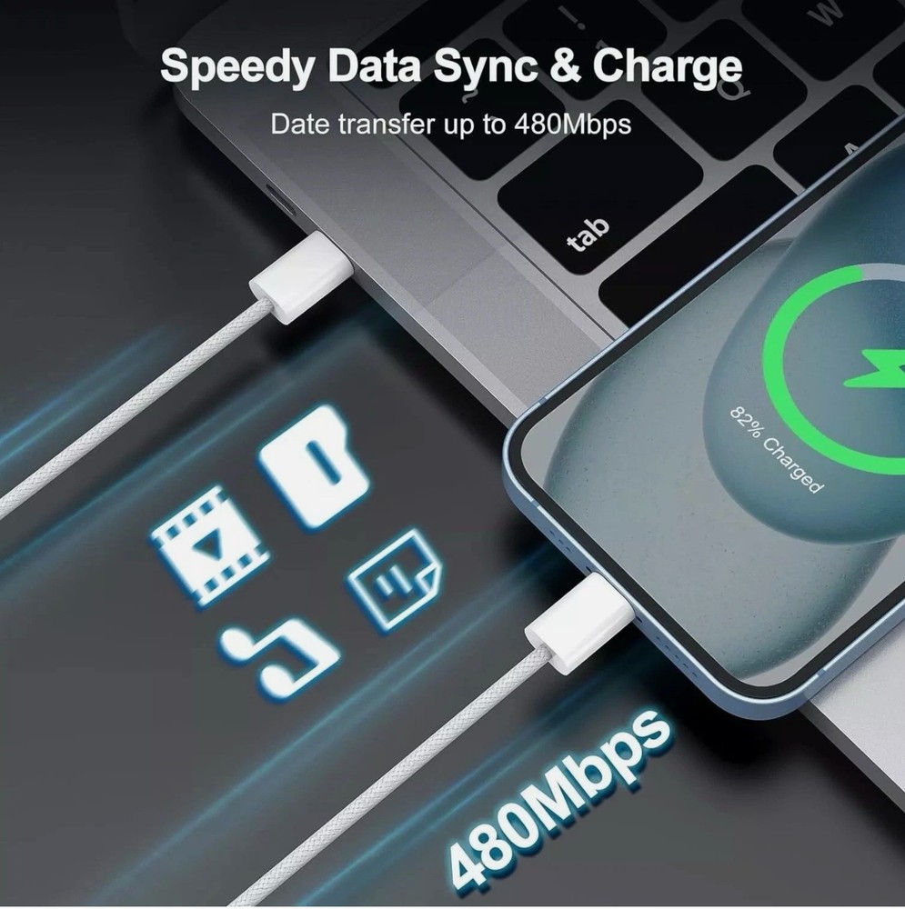 5-Pack USB-C to USB-C Fast Charging Data SYNC Cable Nylon Braided Silver 3ft