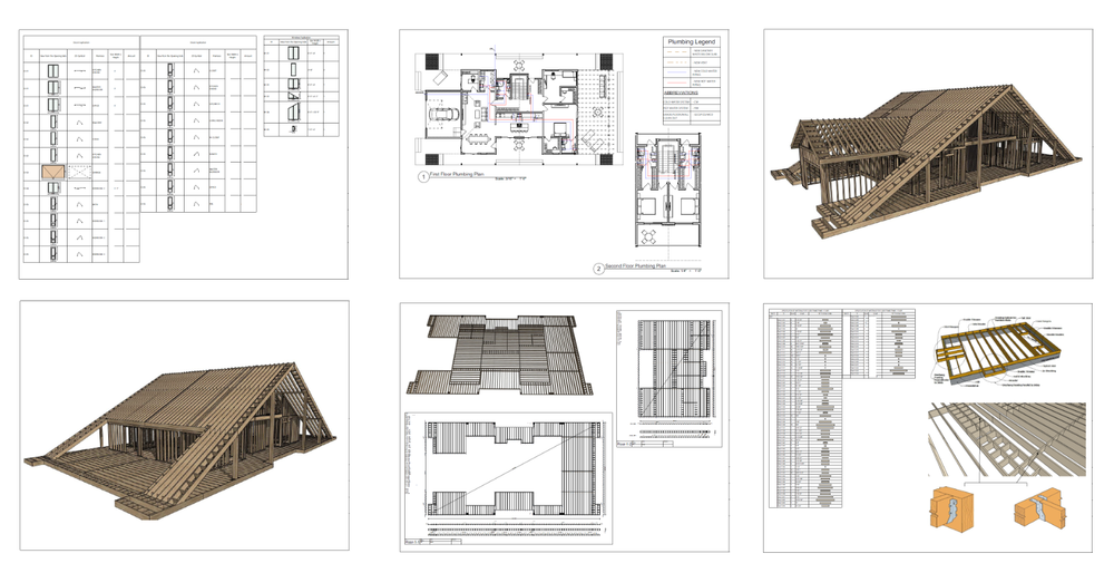 100’x54’ 4-Beds 4-Baths Charming A-Frame Architectural Build Plans PDF Download