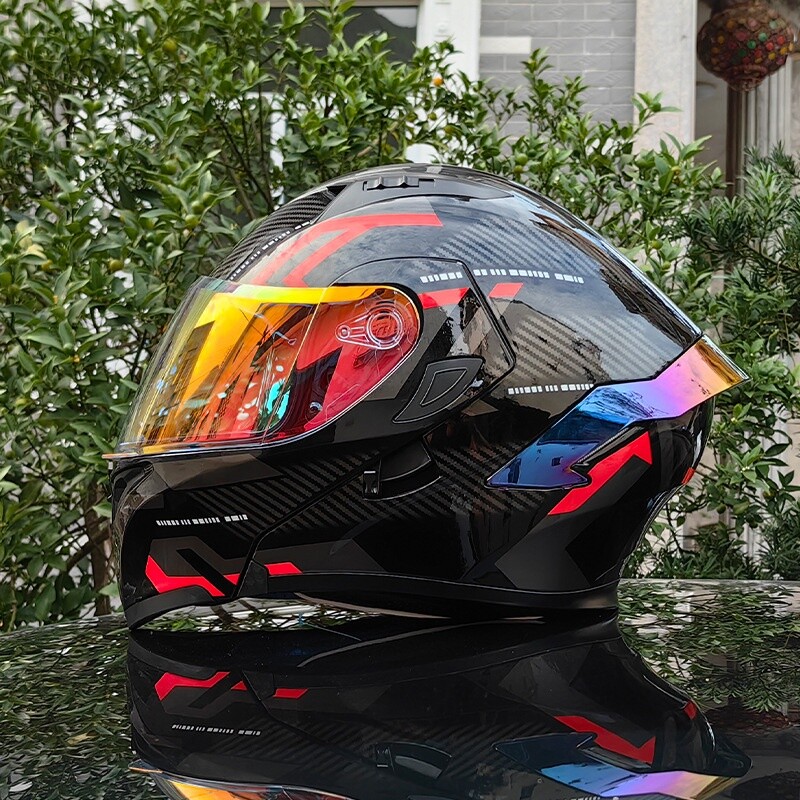 DOT-Approved Modular Racing Full-Face Motorcycle Helmet with Dual Visors
