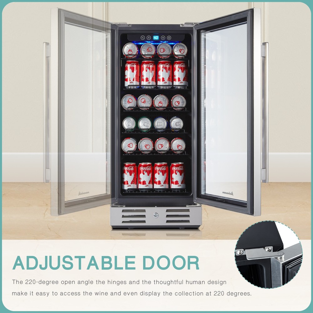 Freestanding Beverage Refrigerator Compressor Beverage Cooler Stainless 96 Can