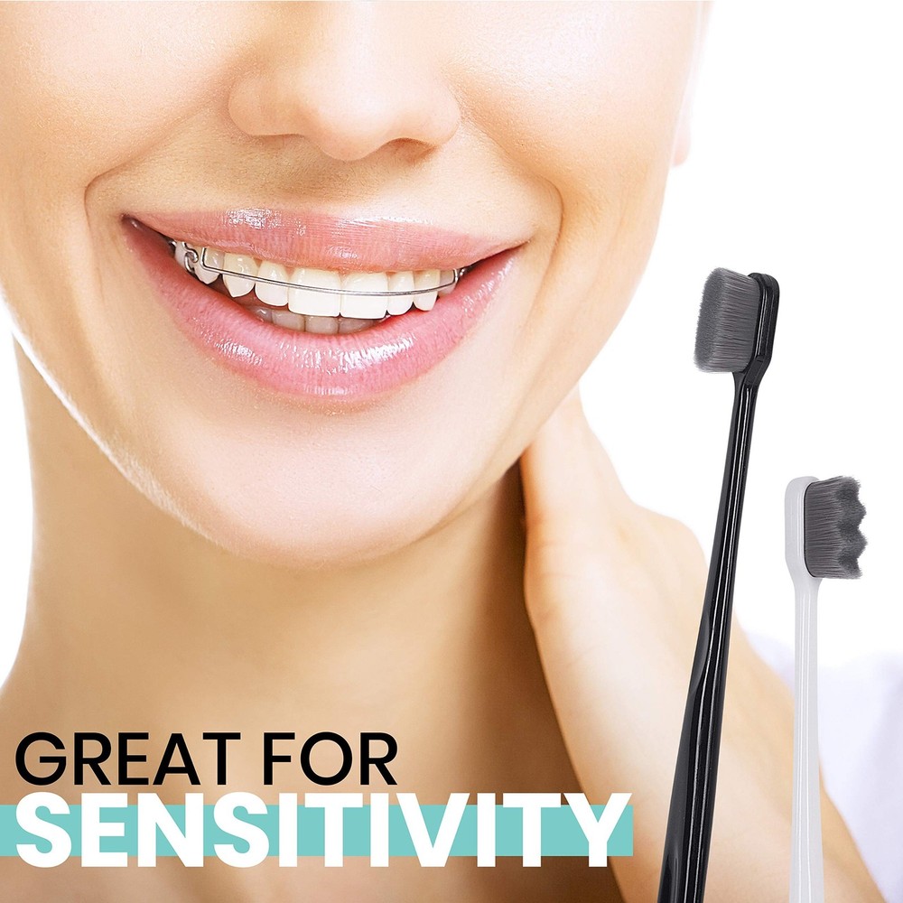 Extra Soft Charcoal Toothbrushes - Nano Toothbrush for Sensitive Gums (4 Pack)
