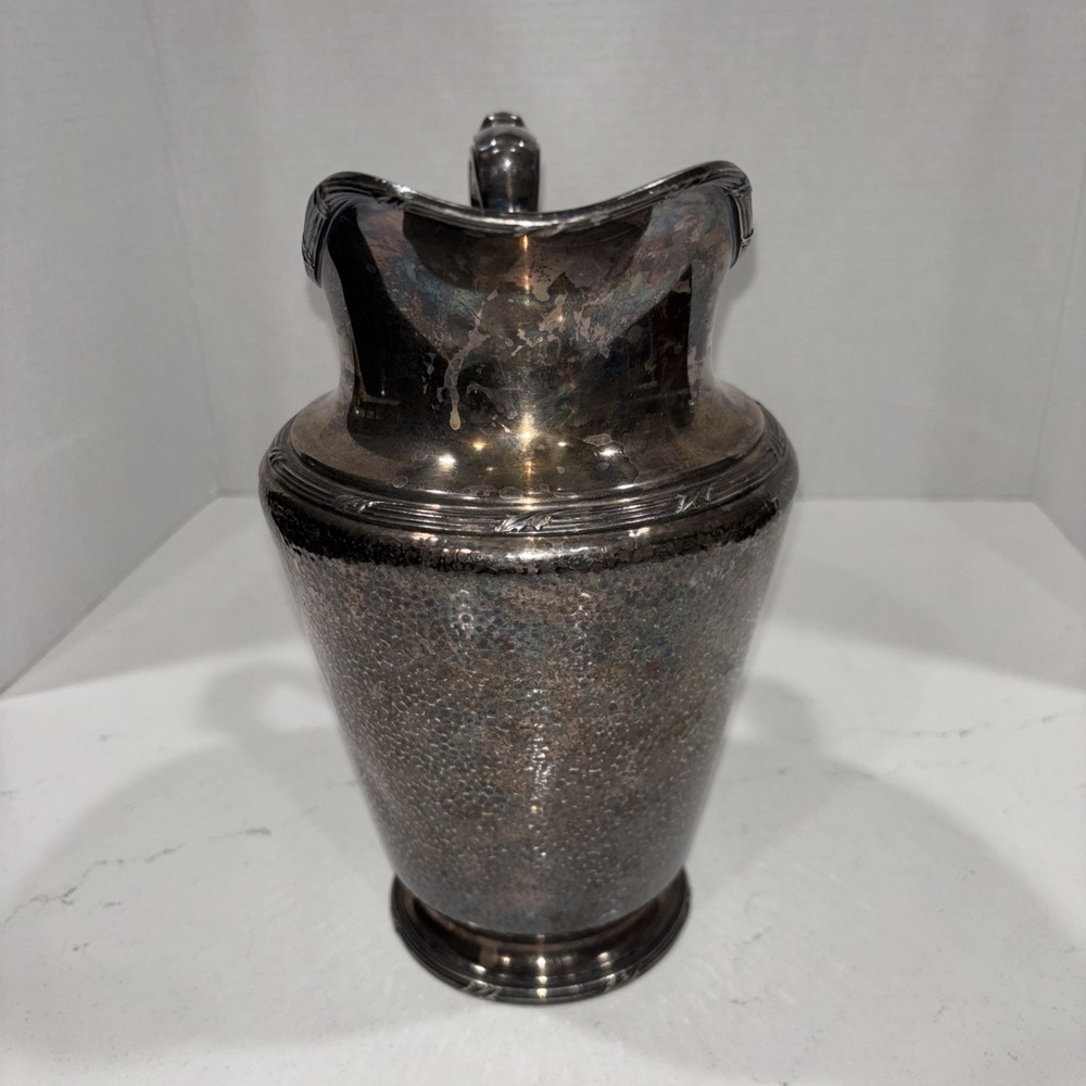 Reed & Barton Water Pitcher Hammered Surface Pattern 5585 With Patina