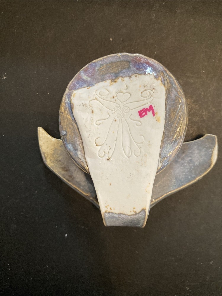 Handmade Art Pottery Whale Tail Handle Tealight Holder Signed