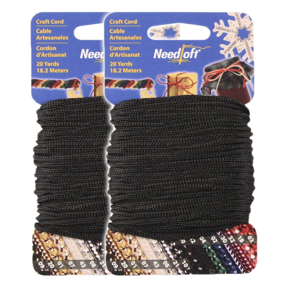 2 Pack Craft Cord #42 Solid Black 40 Yards 2x20yds Macrame Knitting Thread