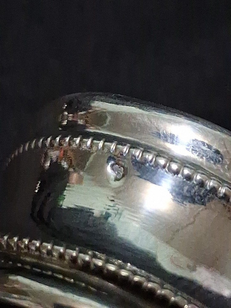 Antique 800 Silver Napkin Ring No Mono Beaded Etched Design Nice