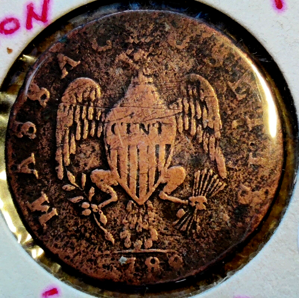 1788 MASSACHUSETTS COMMONWEALTH CENT - COLONIAL ISSUE - RARE - KM#: 20.6
