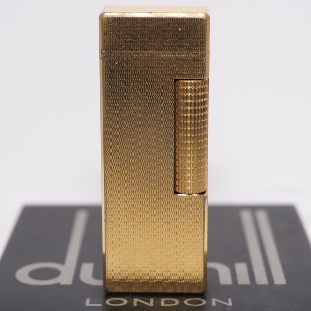 Dunhill Lighter Gold plate Basket Check Pattern_Ultrasonically cleaned_Working