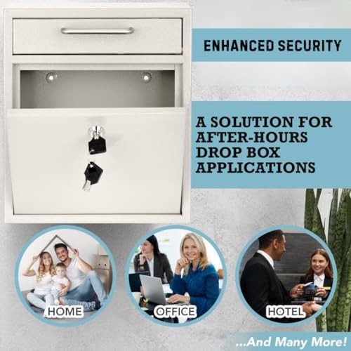 Wall Mount Mailbox - Mailbox with Lock and Keys- Durable Wall Medium White