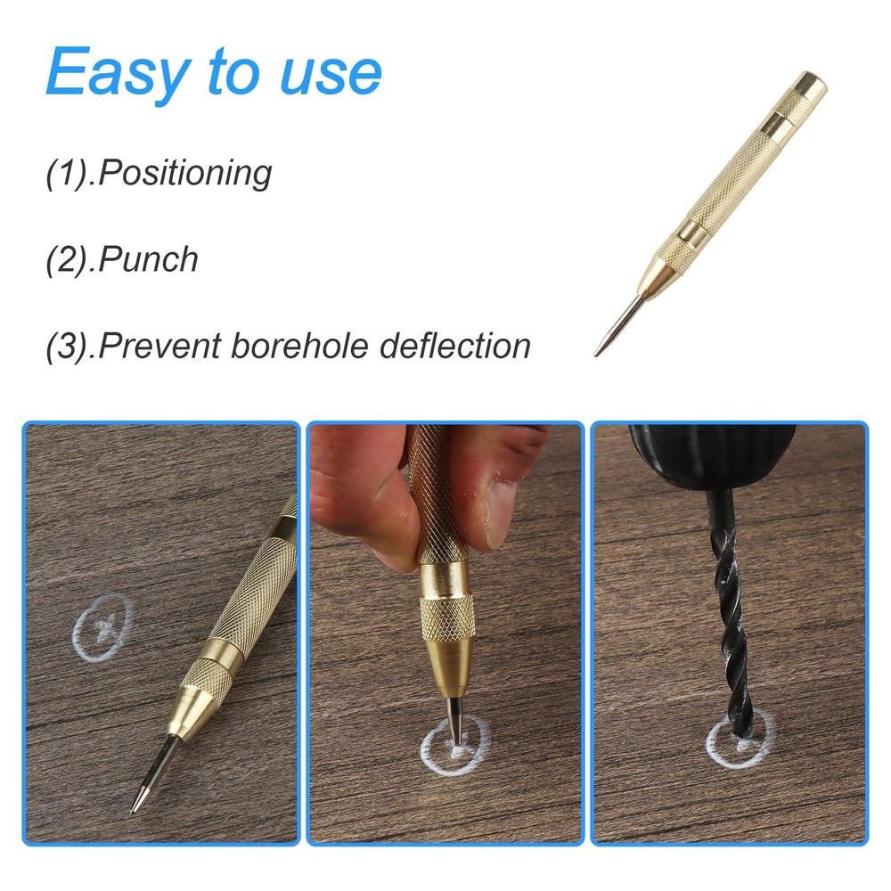 2 Pack Automatic Center Push 5 Inch Brass Spring Loaded Center Hole Punch