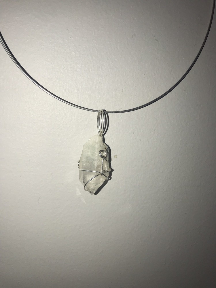 Deva Quartz Green Phantom Sterling Silver Wrapped Pendant