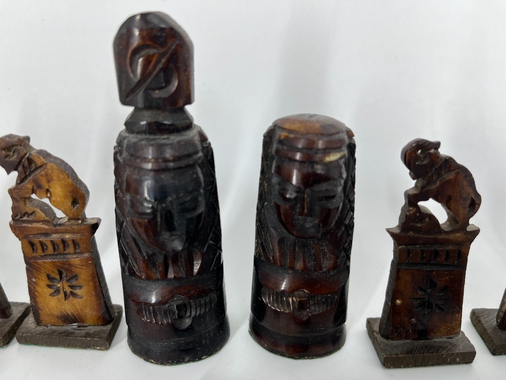 Complete Hand-carved Camel Bone Egyptian Chess Set