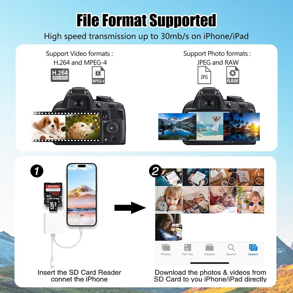 MicroSD Memory SD Card Reader iPhone iPad Dual Port Lightning USB Type C Adapter