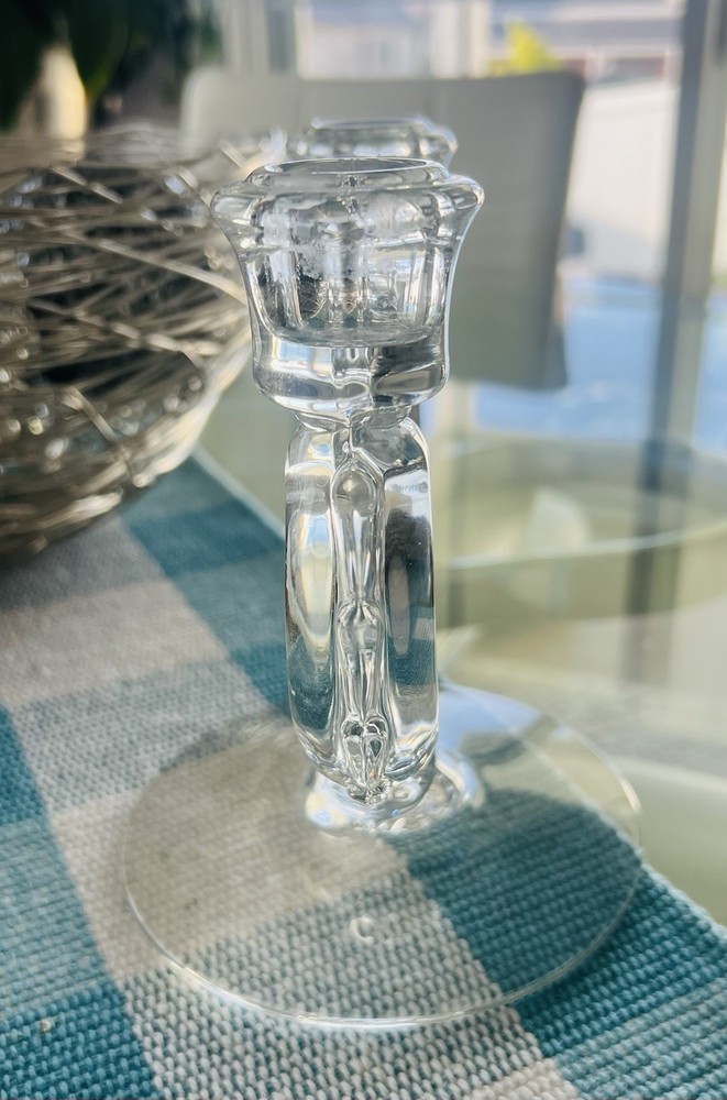 Fostoria Etched Century Heather Pattern Double Light Candlesticks Set Of 2
