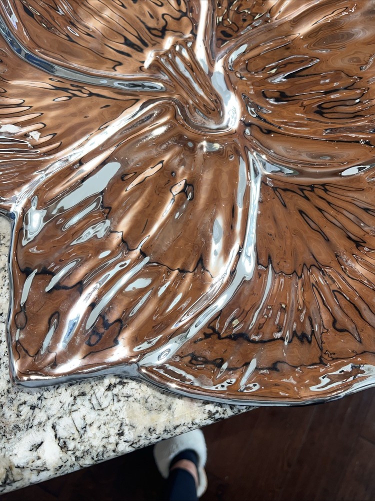 Silver Orchid Plate Large Beautiful