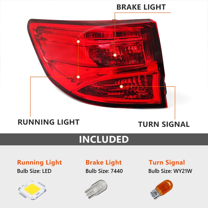 For Acura MDX 2014-2020 Outer Tail Light Brake Lamp Halogen Left Driver Side LH