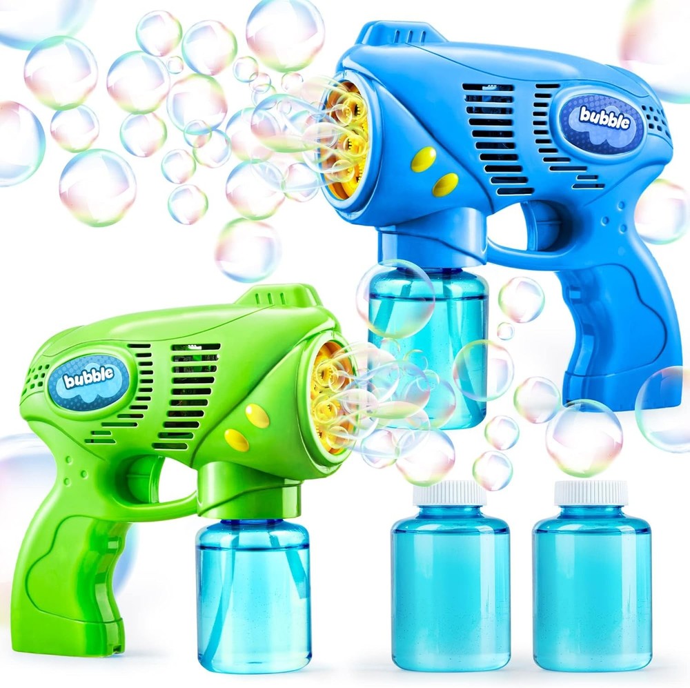 JOYIN 2 Kids Bubble Gun with 2 Bottles Refill Solution, Bubble Machine Gun for T
