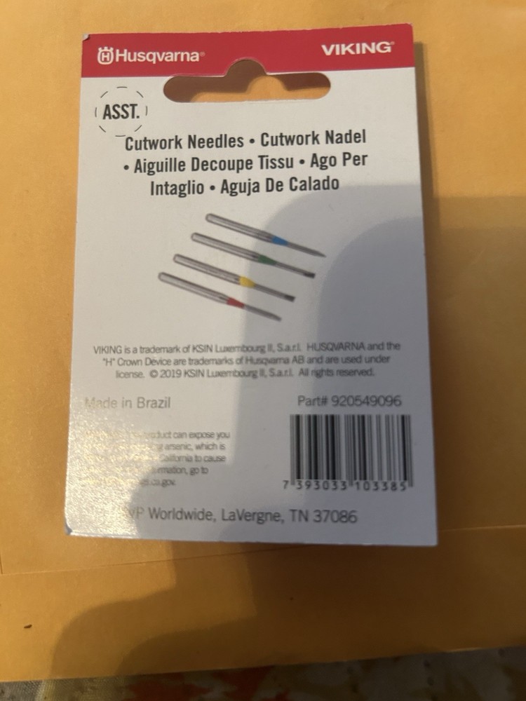 CUTWORK Needles 4 Pk Color Coded Per Size