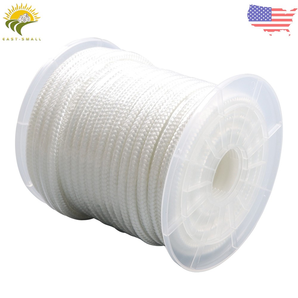 5/16" × 100' White Nylon Rope Sturdy Spool Solid Braid Rope Abrasion Resistance