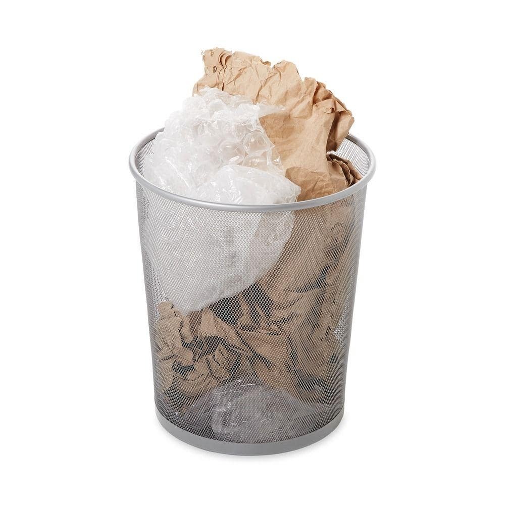 5 Gal. Round Mesh Trash Can in Silver