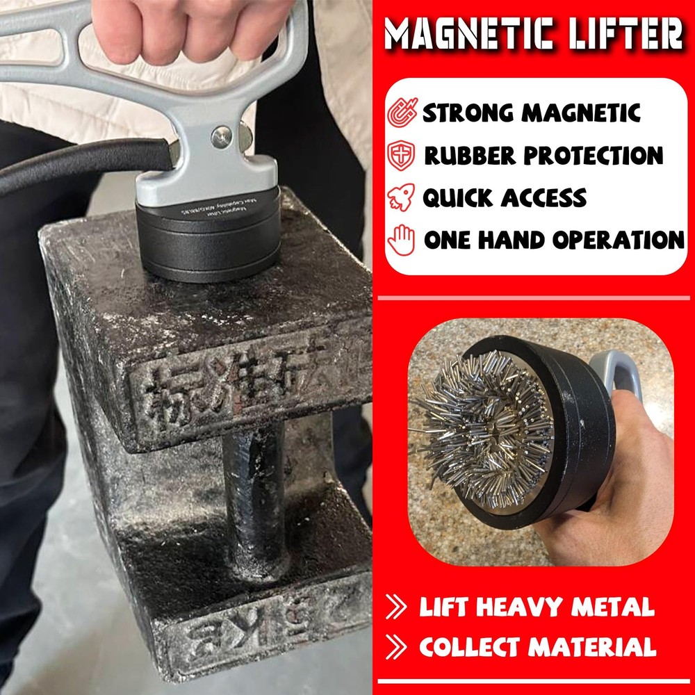 2-Pack Strong Magnetic Pickup Tool with Quick Release Ergonomic Handle for Metal