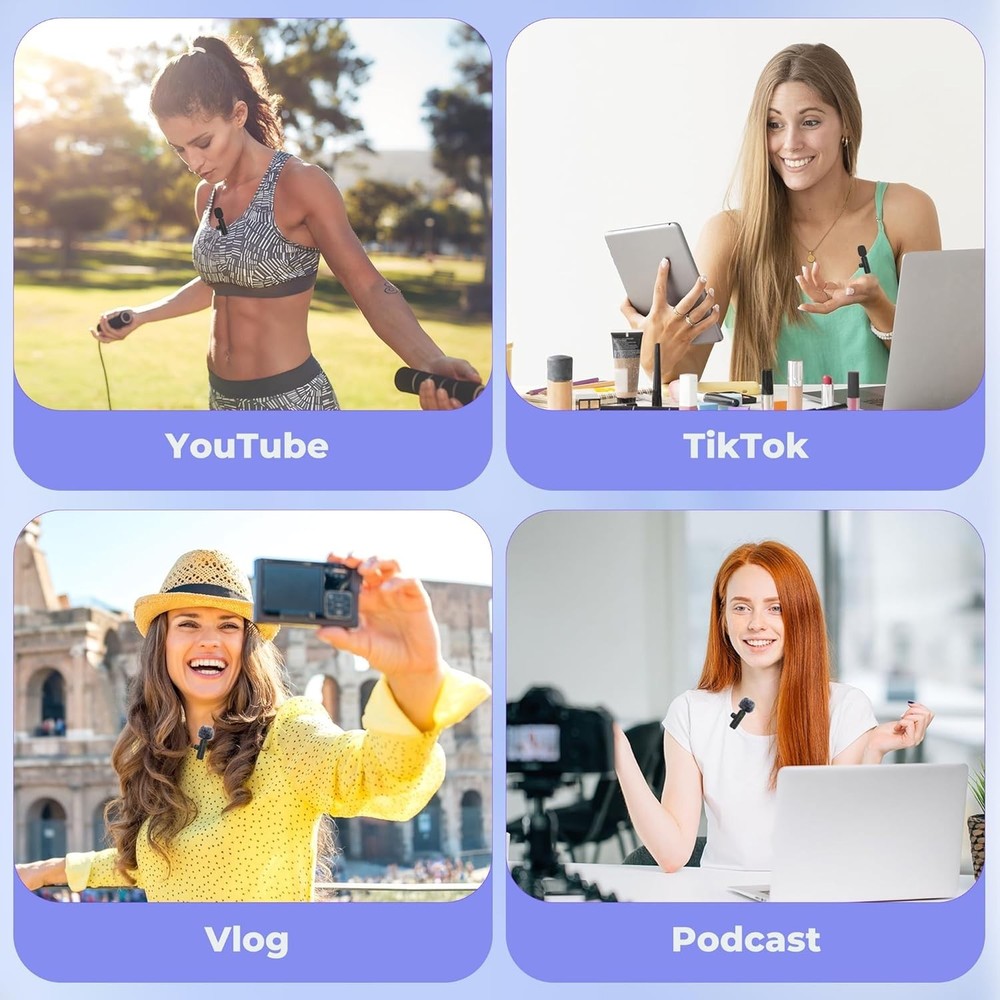 Omnidirectional Wireless Microphone for Podcasts - iPhone & Android Compatible