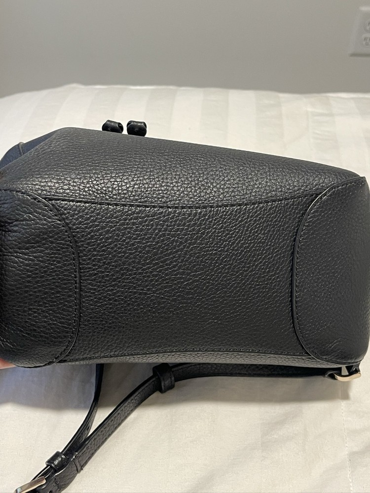 Kate Spade NY Black Pebbled Leather Drawstring Backpack