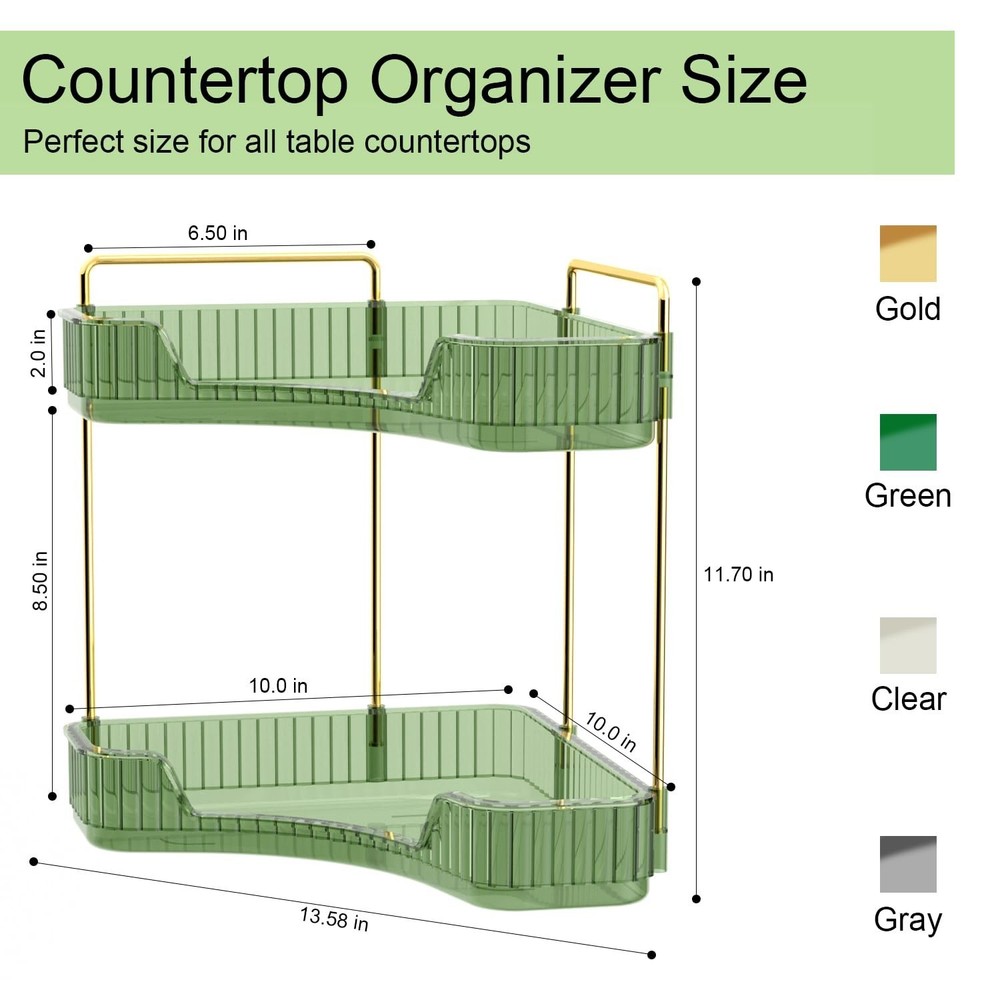 GTI 2 Tier Bathroom Counter Organizer, Multi-Function Corner Bathroom Organiz...