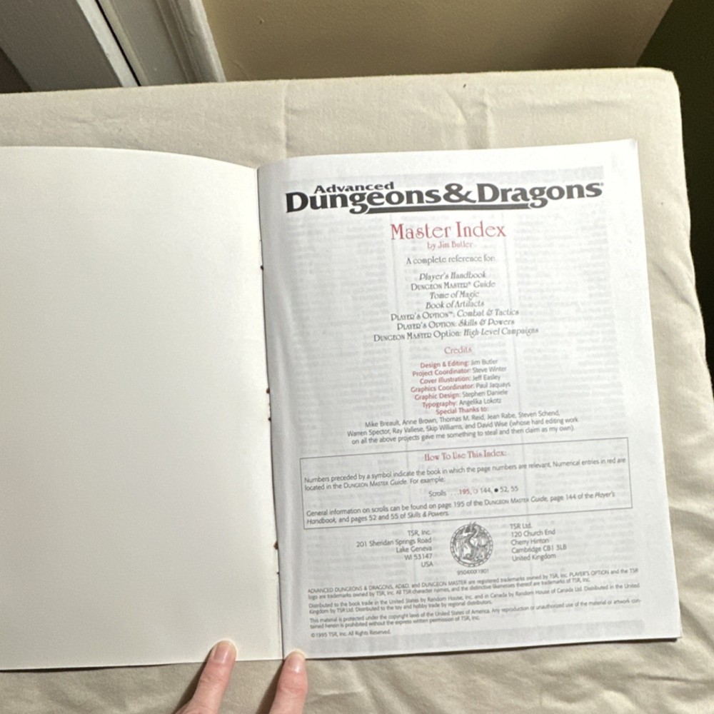 TSR Advanced Dungeons & Dragons Dungeon Master's Screen & Master Index 9504