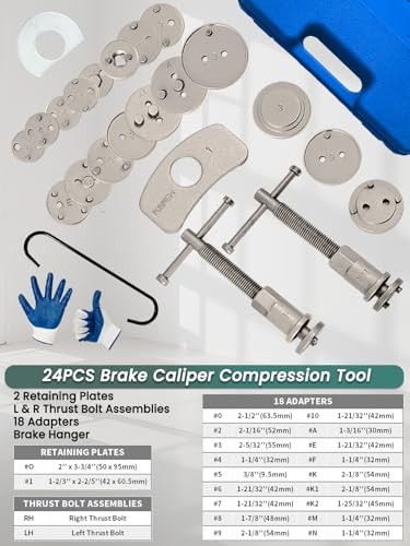 Brake Caliper Compression Tool 24-Piece Heavy Duty Disc Brake Piston Caliper