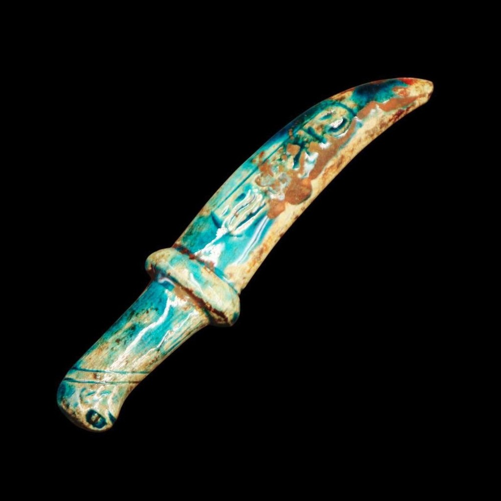 Unique Authentic Small Antique Stone/Faience Dagger Sword, Ancient Egyptian