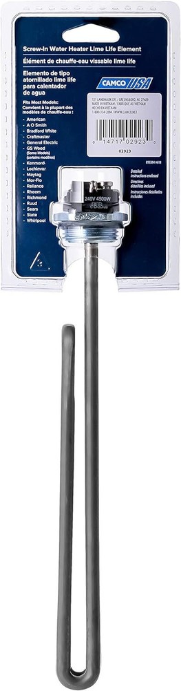 Camco 02923 4500W 240V Screw-In Lime Life Foldback Water Heater Element