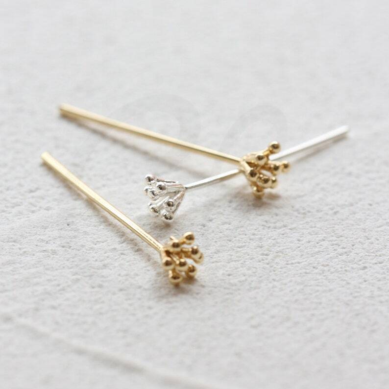 Solid Brass Head Pin - Flower Head 30mm (4758C)