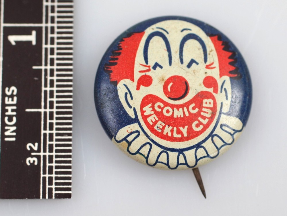 Vintage Comic Weekly Club Clown Pinback