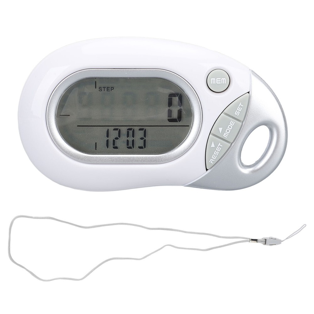 Walking Pedometer Electronic 3D Sensor High Accuracy White Step Counter