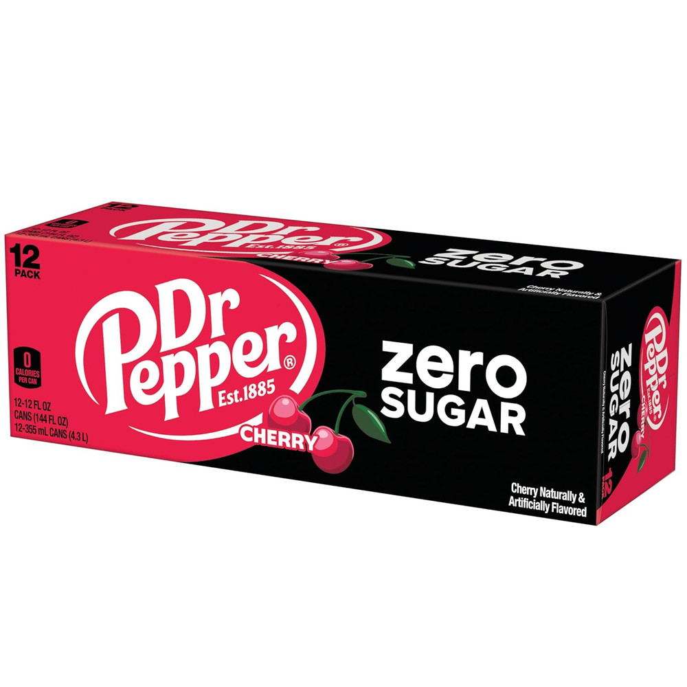 Cherry Zero Sugar Soda, 12 Fl Oz Cans, 12 Pack