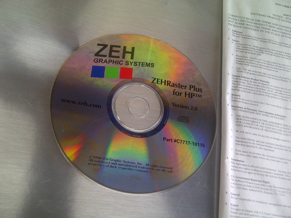Zehraster plus HP DesignJet 700 / 1000 Plotter Printer (((Set Up CD!))) ONLY!