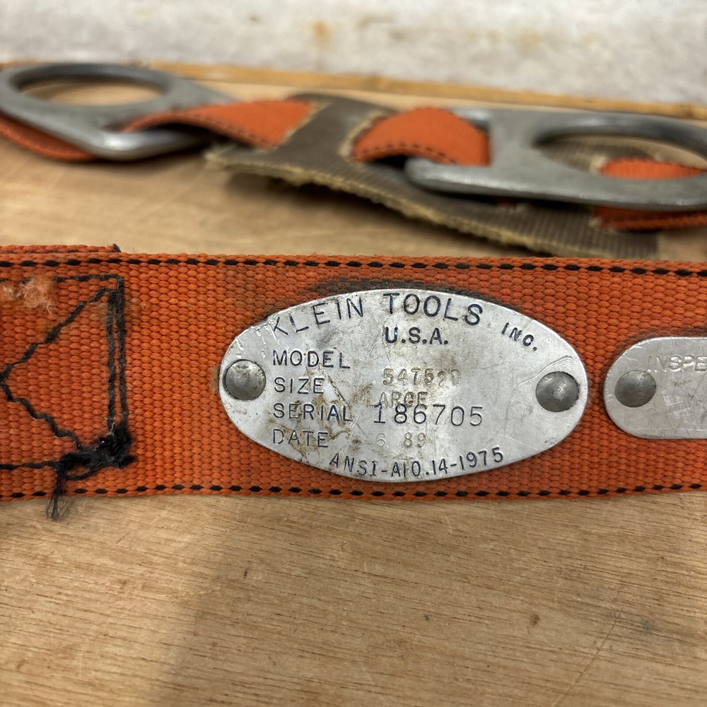 VINTAGE KLEIN TOOLS SAFETY BELT MODEL 5475 - Large