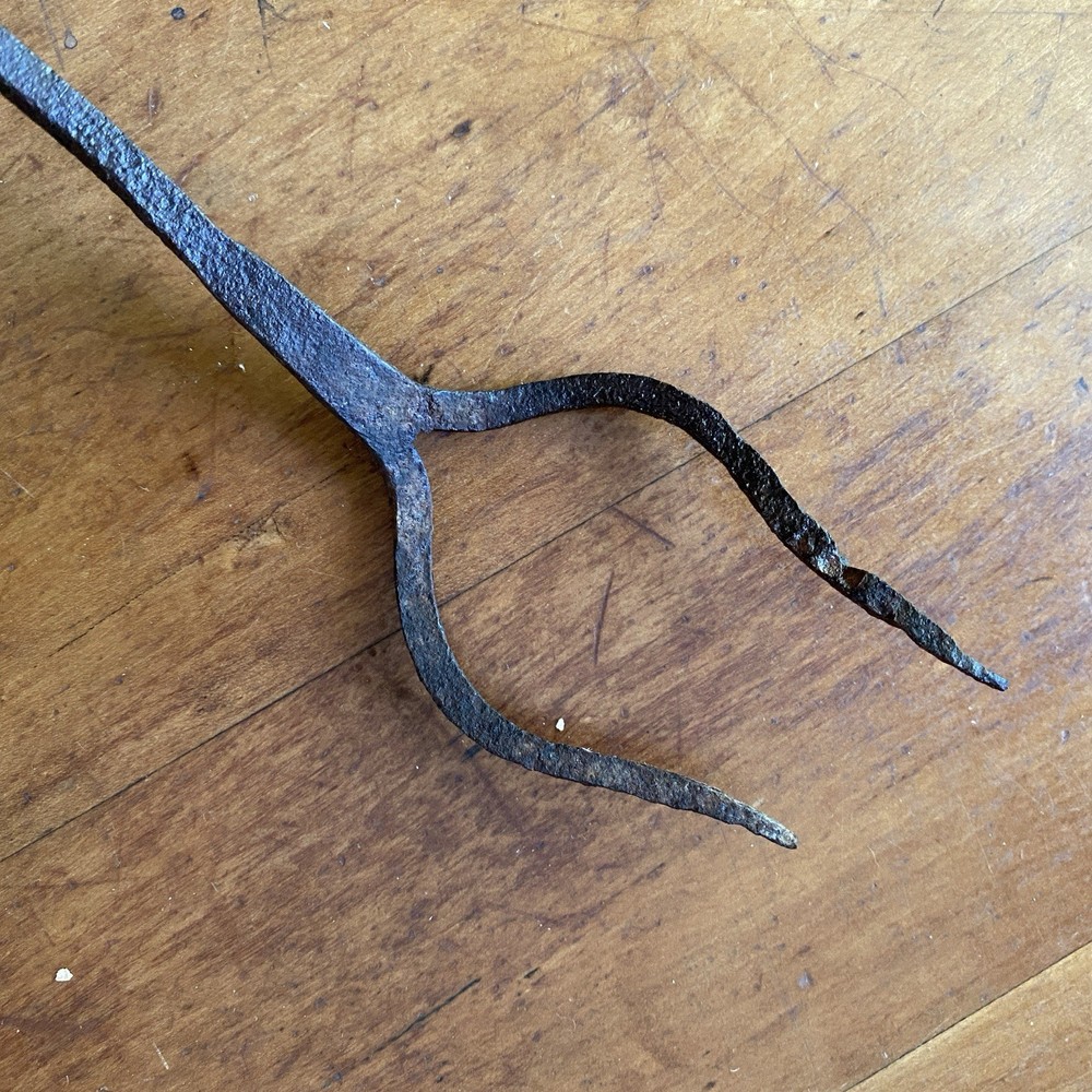 Vintage Wrought Iron Fireplace Poker Hook Tool, 32.25", Primitive, Rustic