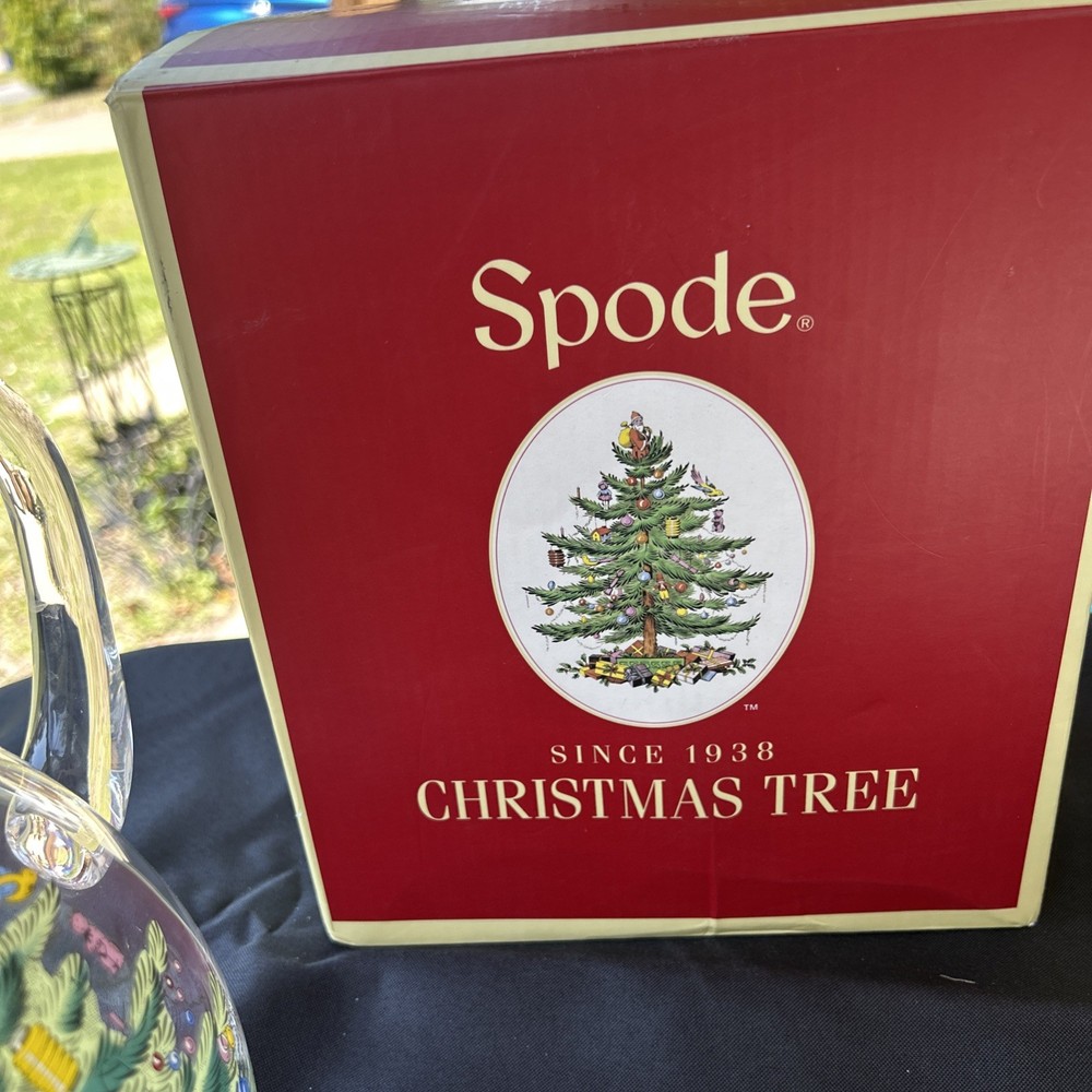 Spode Christmas Tree Glass Pitcher with Handle, 96oz., NEW!