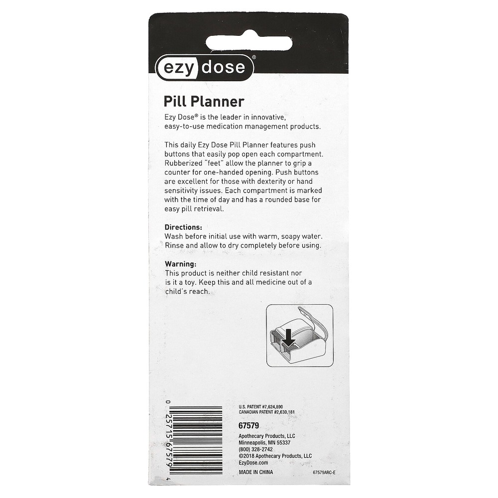 Daily AM/PM with Push Buttons Pill Planner, 1 Count