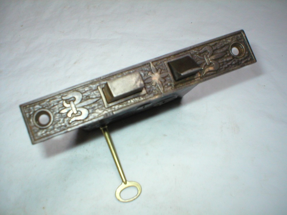 Antique Victorian Flore De Lise Decorative Mortise Lock