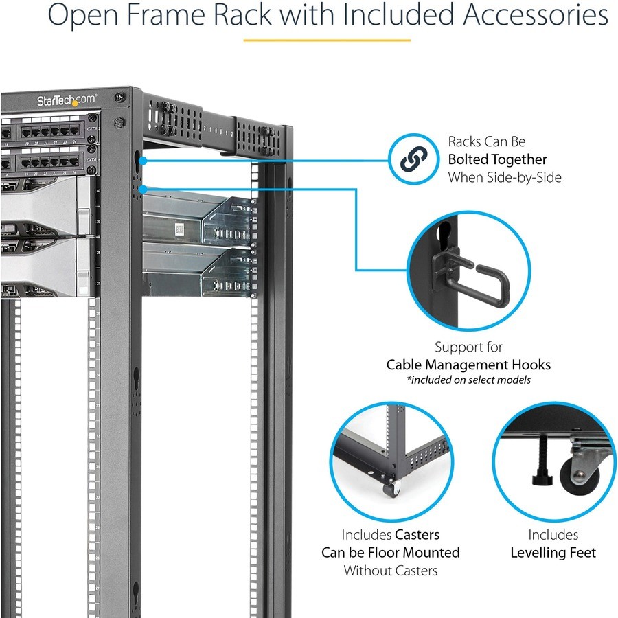 Startech IT 4POSTRACK25U 25U Open Frame Server Rack 40in Deep
