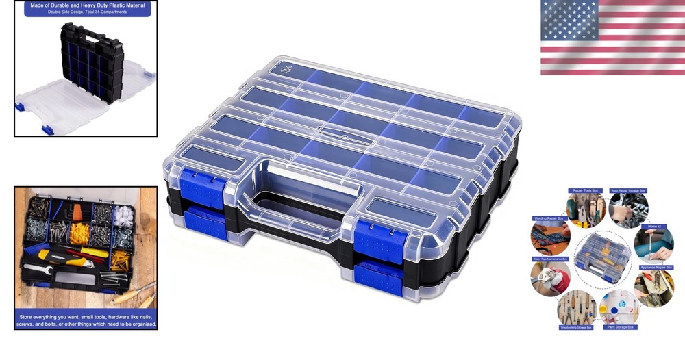 Blue Hardware Organizer with Removable Dividers