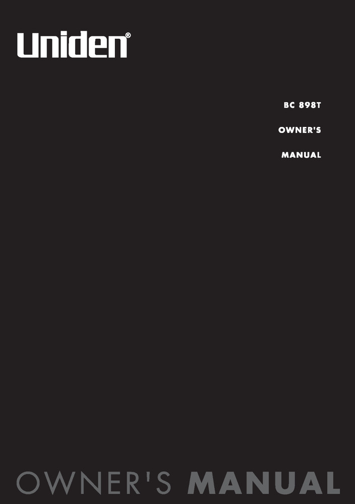 Uniden BC898T Instructions Operating Manual User Guide COIL BOUND