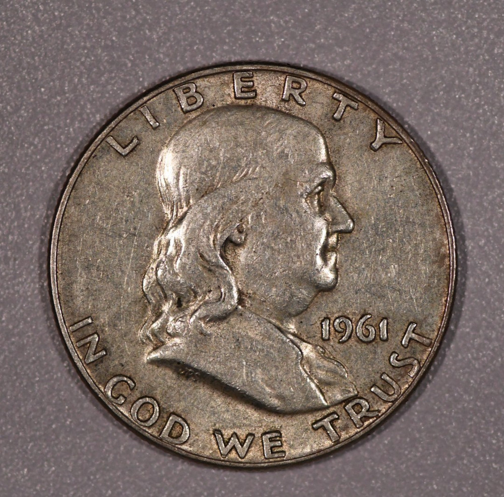 1961-D Franklin Half-Dollar SILVER Coin, Fine Condition