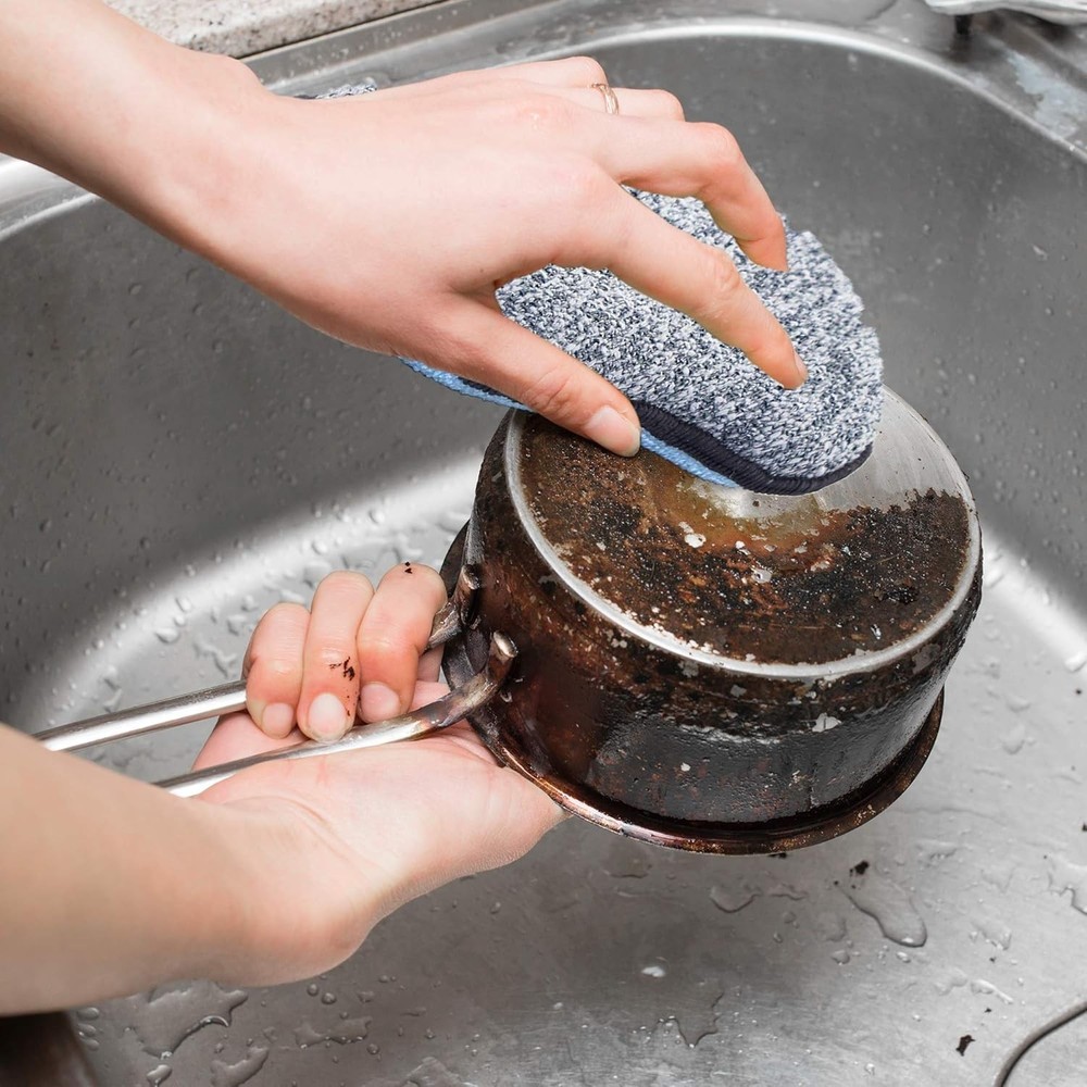 Heavy-Duty Reusable Kitchen Sponges - 6 Pack with Smart Microfiber Technology