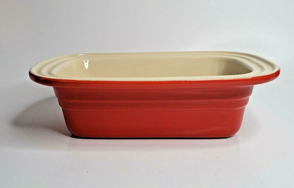 Vintage Le Creuset 13-26 Stoneware Baking Cake Rectangular Dish 11x7" Cherry Red