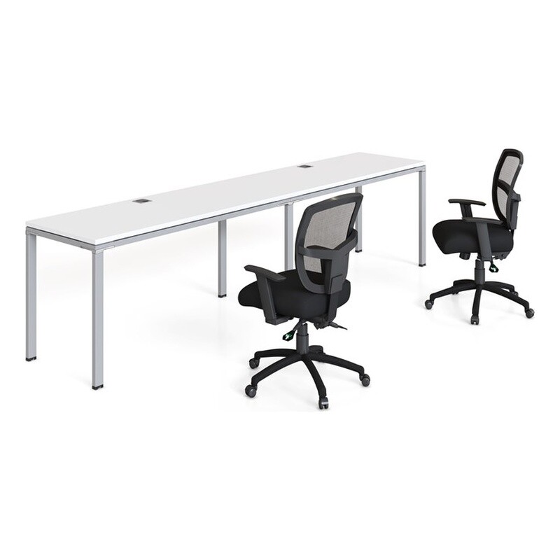 Boss Office Simple System 60" x 24" Double Desk Side by Side in White